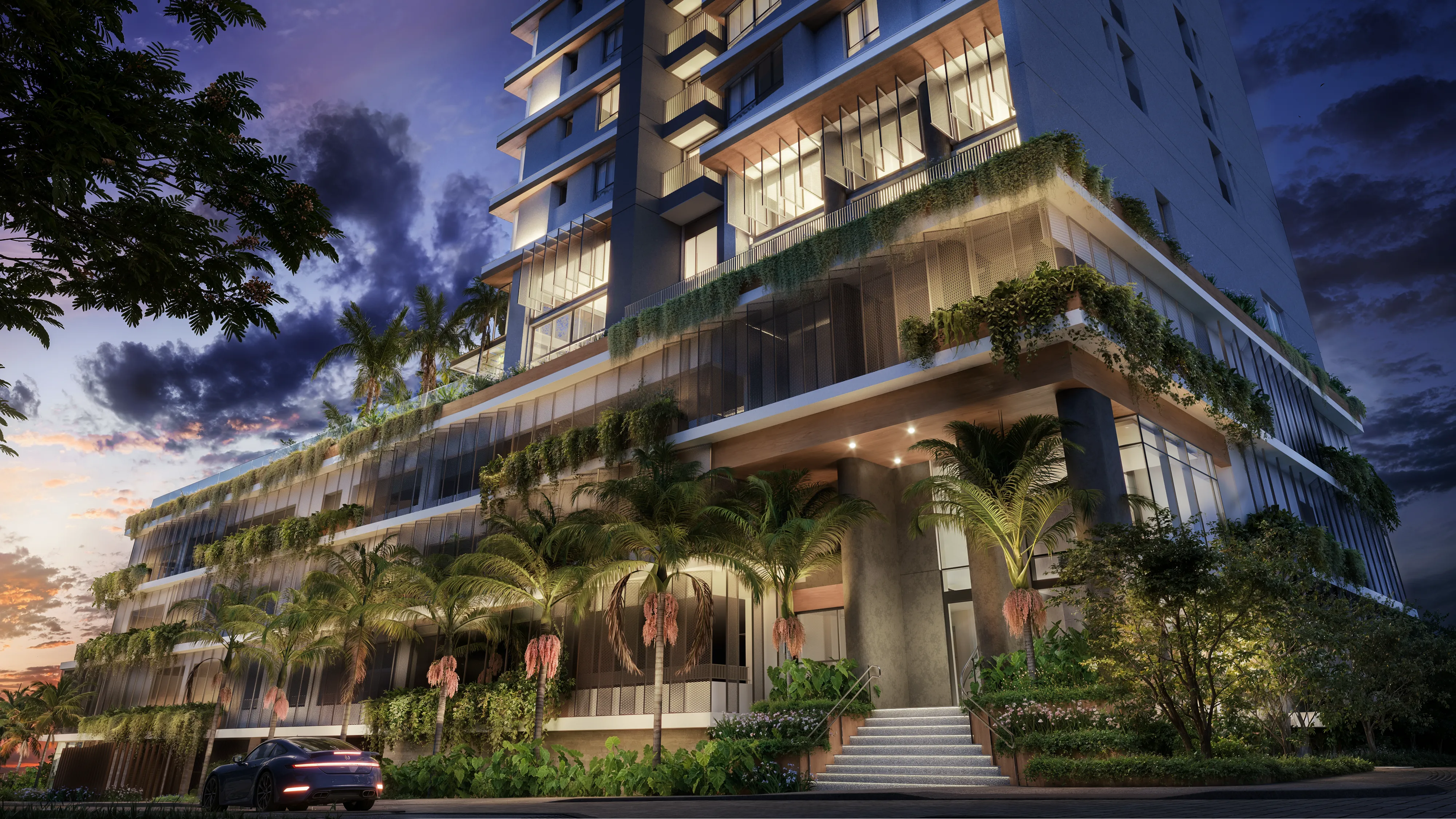 Amaran — Renderização 3D do hall de entrada do empreendimento