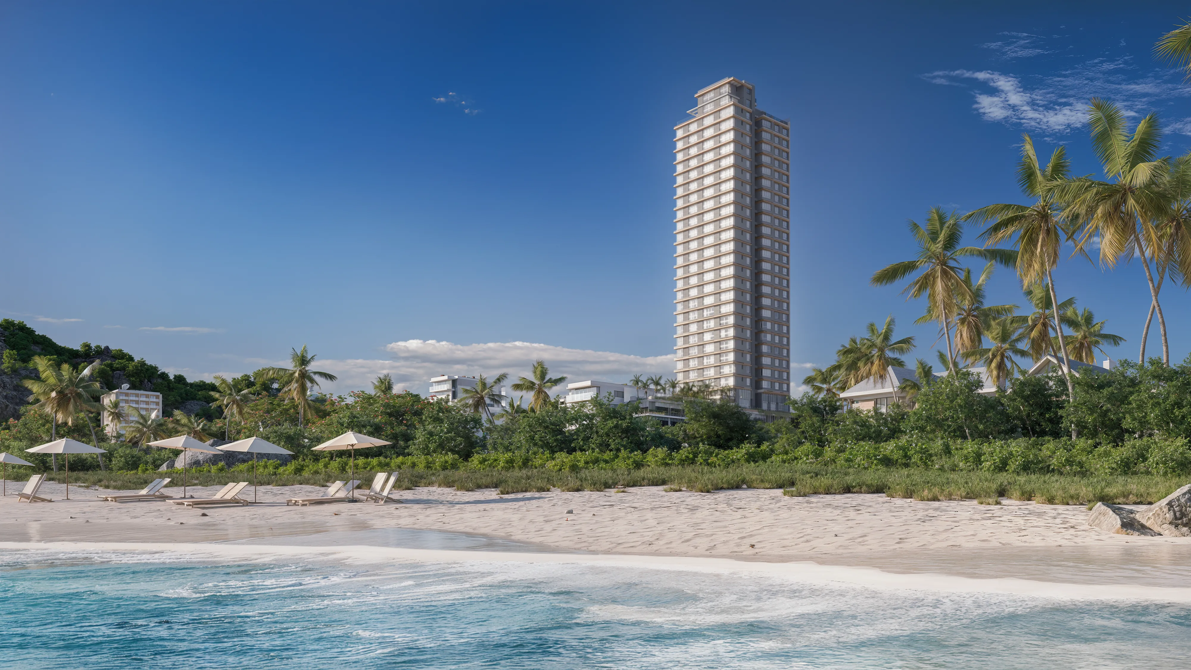 Amaran — Renderização 3D da vista da praia