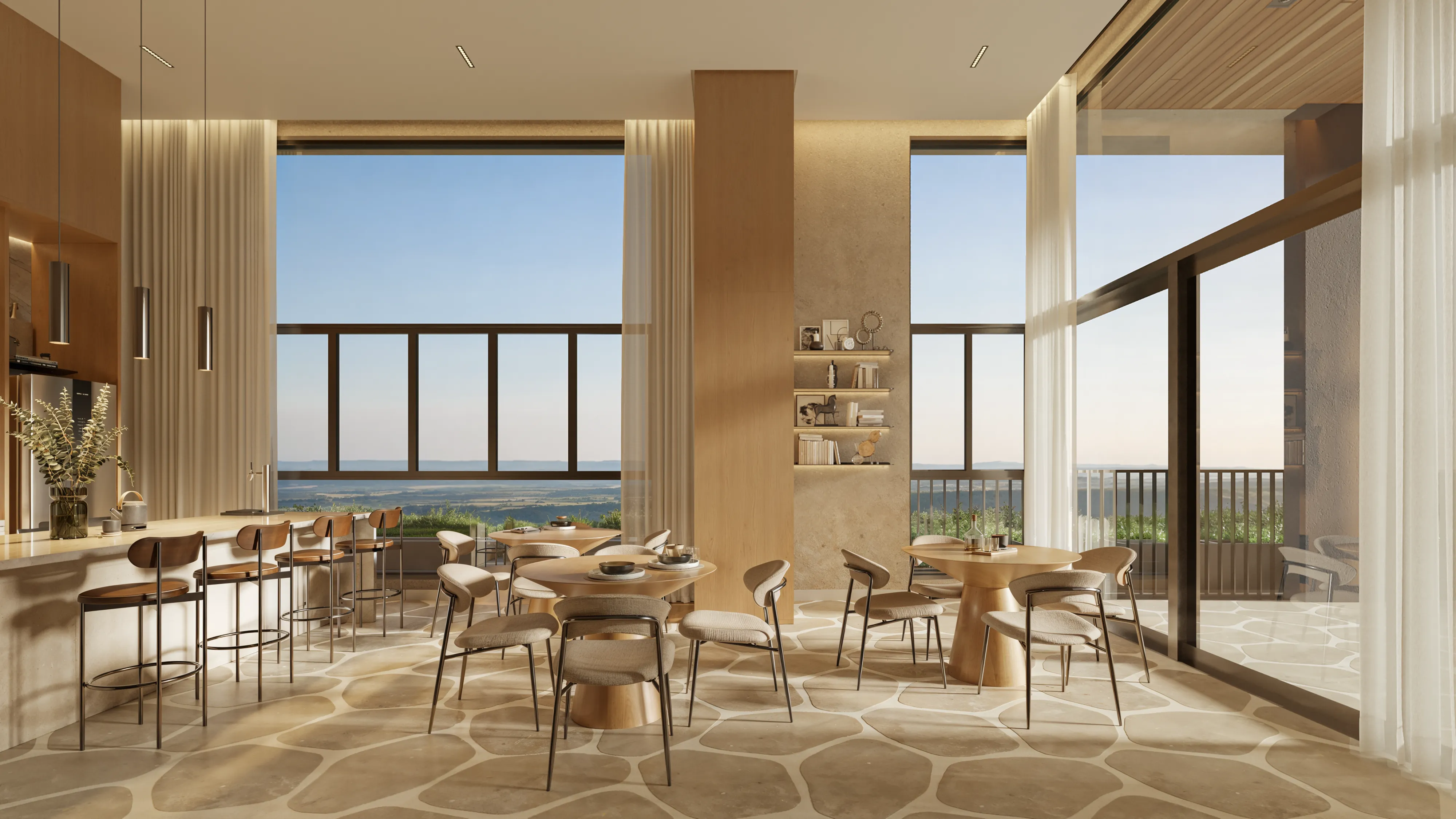 Axis — Renderização 3D do espaço lounge