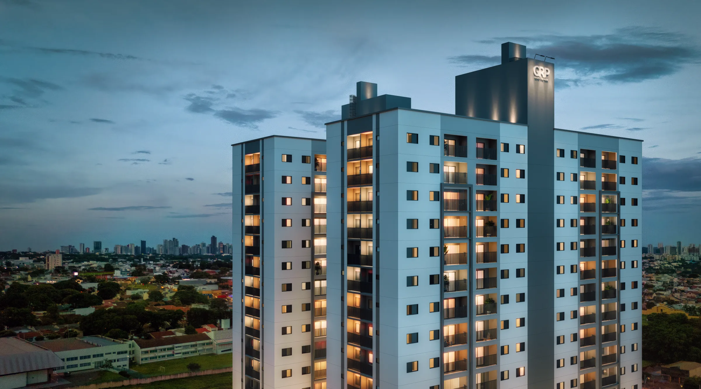 NURA — Renderização 3D detalhe da fachada