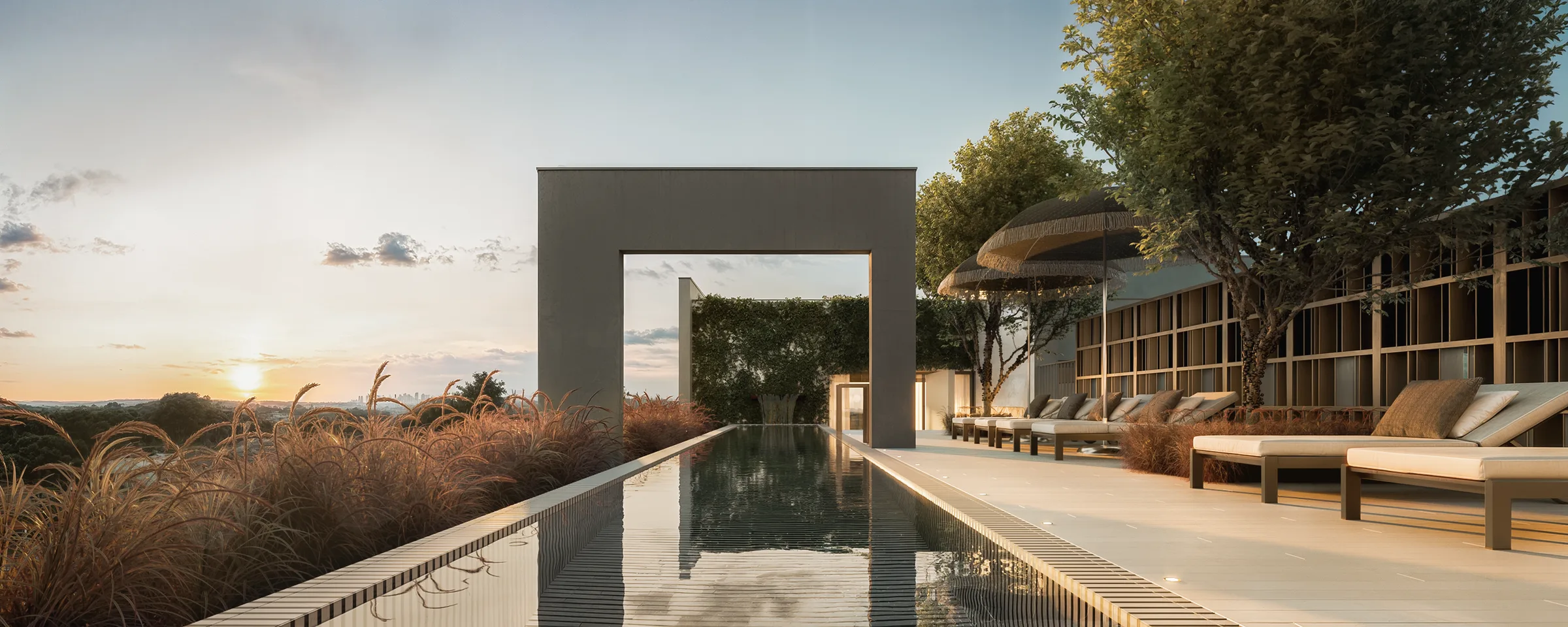 Porto Alto — Renderização 3D da área de piscina
